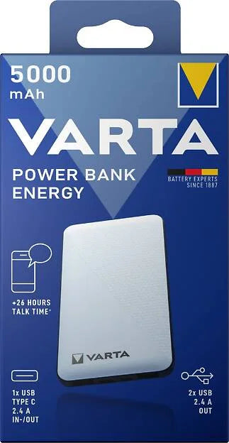 Varta Energy powerbank 5000 mAh, 3 USB-portar