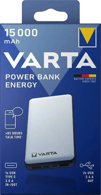 Varta Energy powerbank 15000 mAh, 3 USB-portar