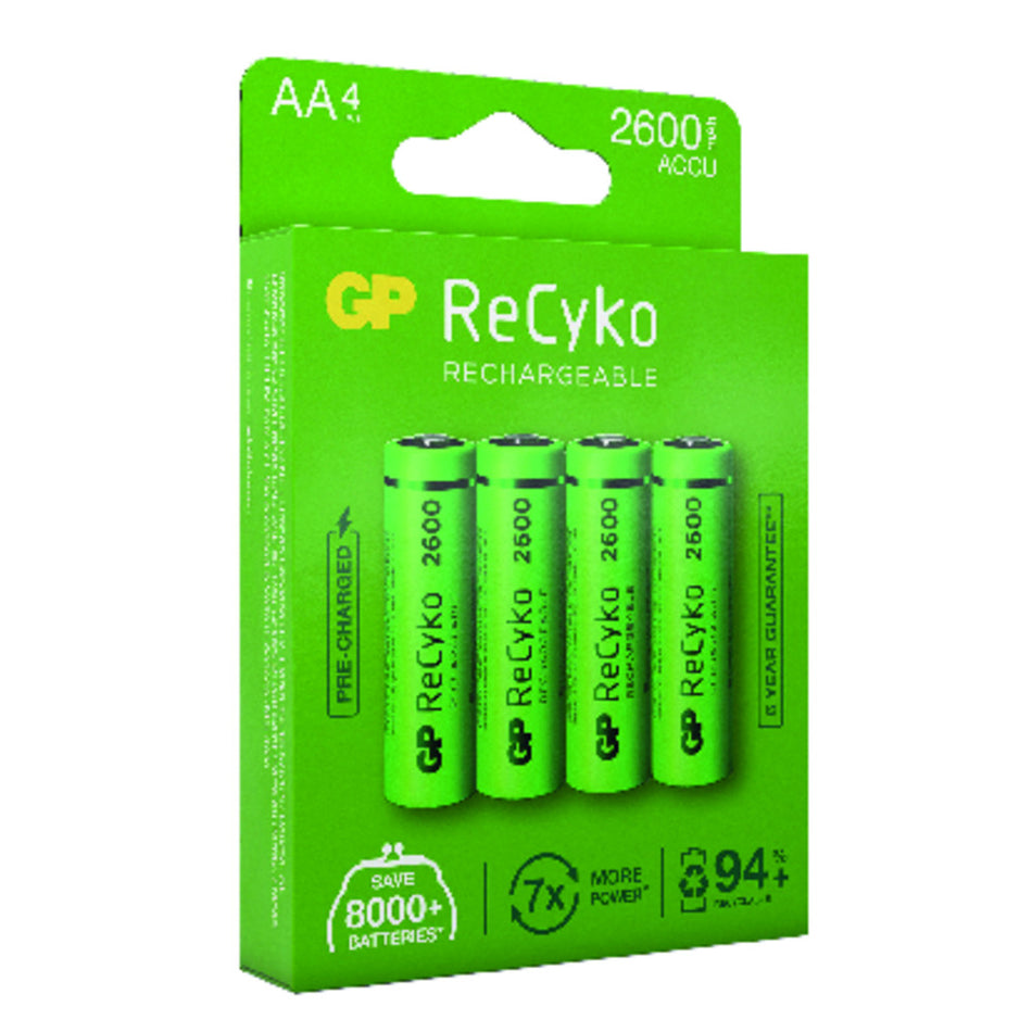 GP RECYKO AA-BATTERI 2600MAH 4-PACK