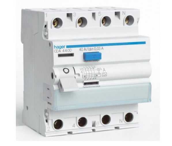 Hager Jordfelsbrytare CDA med skruvanslutning